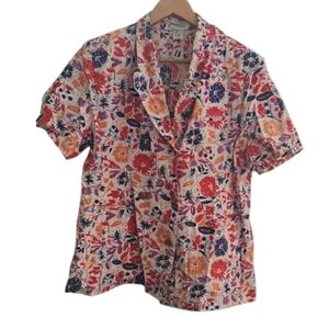 Jennifer Eden Vintage Floral Blazer Blouse Ramie Cotton 11/12 Statement Button